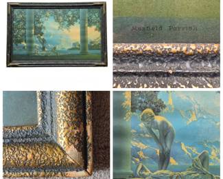 Lot #110 - Antique Art Deco Maxfield Parrish "Daybreak" Chromolithograph House of Art New York with Textured Frame