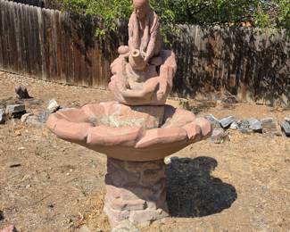 Lot #37 - Vintage Southwestern Terracotta Garden Fountain with Native American Figurine