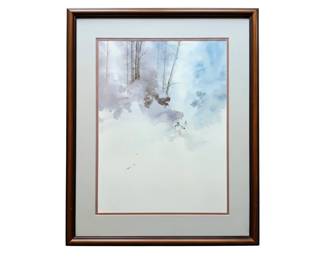 Lot #114 - Michael Atkinson Signed Winter Ski Scene Watercolor Lithograph "Powder Cats" Framed Double Matted