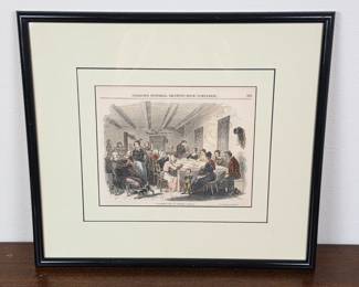Lot #20 - 1854 Gleason's Pictorial Hand-Colored Wood Engraving – Quilting Party in Western Virginia