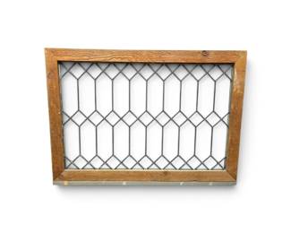 Lot #105 - Vintage Leaded Glass Window Panel with Wood Frame for Home Decor