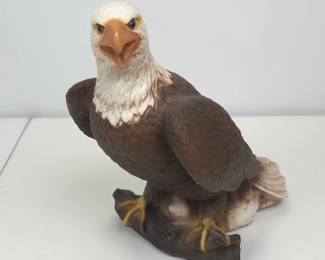 Lot #61 - Vintage Resin Bald Eagle Figurine - Hand-Painted, Detailed Bird Sculpture