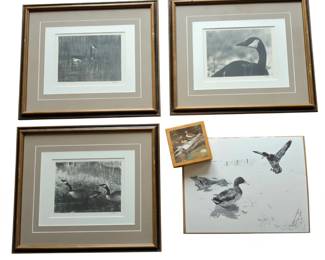 Lot #116 -M. Medland Hand Signed Fine Art Photographs, Kelly Vollrath Black Ink Lithograph Hand Signed & Numbered, Duck Coasters