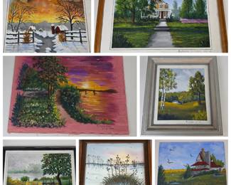 Lot #100 - Lot of 7 Original Signed Katherine Coldiron Oil Paintings - 1990s