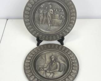 Lot #63 - Two Vintage B. Chase for International Pewter Limited Edition Historical Commemorative Plates Featuring US Presidents