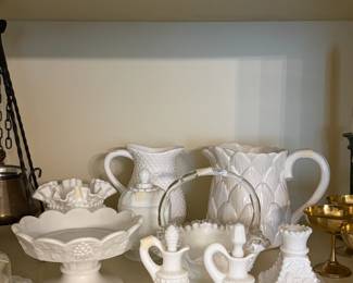 Collection of milk glass