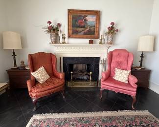 High back wing chairs