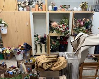 Flowers and bags of ribbon