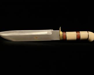 Custom Bowie Knife with Bone and Wood Handle