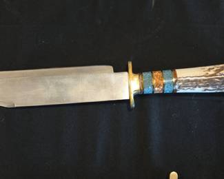 Custom HandForged Bowie Knife with Stag Handle