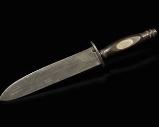 Vintage Bowie Knife with Ebony Handle and Brass Inlay