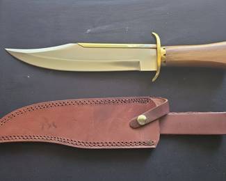 Custom Bowie Knife with Leather Sheath