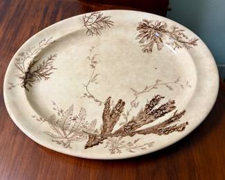 19th-century Wedgwood Seaweed brown transferware platter