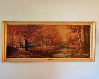 Very Large Vintage Robert Wood Mid-Century Painting 1959 Autumn Leaves.