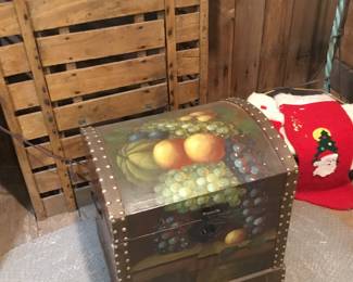 152. Decorated wooden storage chest