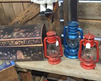 229. Lanterns and wooden chest
