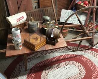 233.  Wood spoked grass seeder
