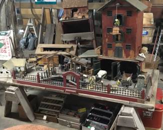 224.  Handmade miniature dock and warehouse set