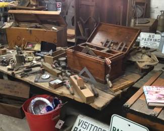 261.  Antique woodworking, tools, planes, squares levels