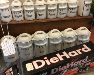 127. Miniature stoneware canisters