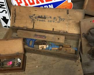 242.  Wooden carpenters toolbox