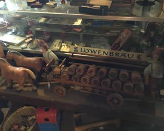 293.  Lowenbrau wagon with horses and barrels 