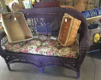 185.  Three piece wicker furniture, set loveseat and two chairs