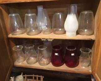 110.  Lamp, chimneys, and lantern globes