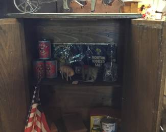 303.  Horse and wagon, antique cabinet