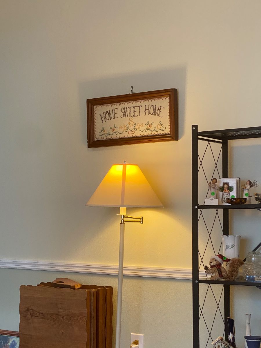 Hand stitched, wall, art, TV tables, lamp, decor