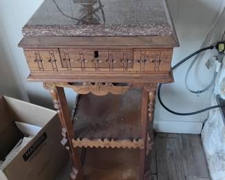 Antique Eastlake marble top table