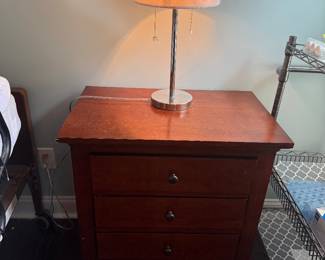 Pair of matching side tables, this is one of them with a lamp