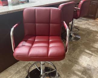 Set 3 red barstools 
