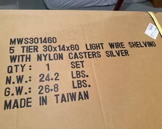 10 sets of 5 tier shelves new in the box