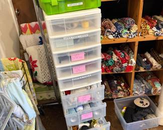 tons of sewing supplies I have yet to even process