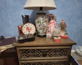 Nightstand, Lamps, Decor