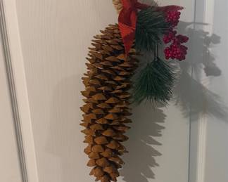 Rustic Pinecone Christmas Ornament with Evergreen and Berries