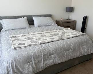 Contemporary Grey Upholstered Tufted Headboard
