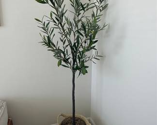 Artificial Olive Tree in Woven Basket