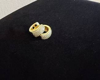 Gold Toned Pave CZ Huggie Hoop Earrings