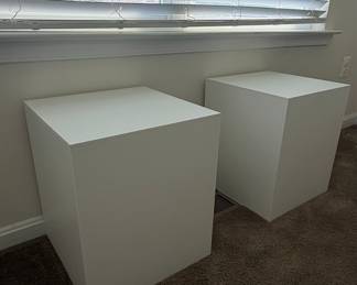 Pair of White Cube Pedestal Stands