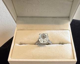 Cushion Cut Cubic Zirconia Engagement Ring in Sterling Silver