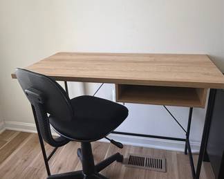 Modern Wood and Metal Writing Desk with Task Chair