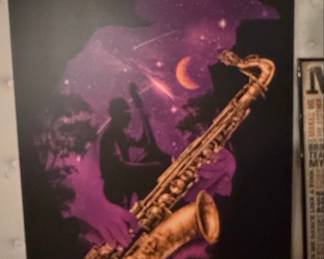Cosmic Sax by Gill Billington Canvas Wall Art