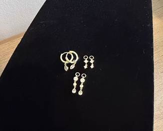 Gold-Tone Huggie Hoops with Marquise Drops and Dangle Charms