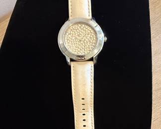 DKNY Women's Crystal Dial Watch with Leather Strap