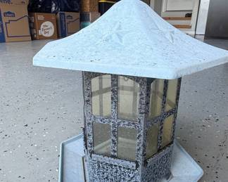 Hexagonal Metal Bird Feeder with Rooster Finial