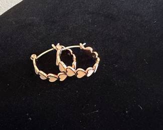 Vintage Heart Motif Hoop Earrings