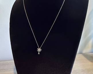 Roberto Coin 18k White Gold Diamond Palm Tree Necklace