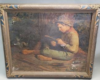 Lot 113 Framed hand embellished Realism style print